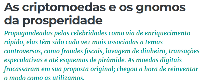 As criptomoedas e os gnomos da prosperidade